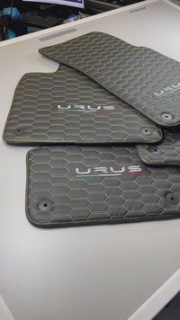 Floor Mats For Lamborghini Urus Leather Yellow Stitching