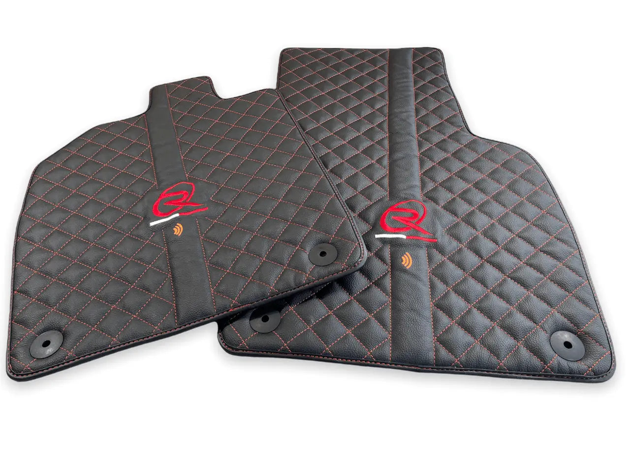Black Leather Floor Mats for Audi R8 2015-2023 - AutoWin