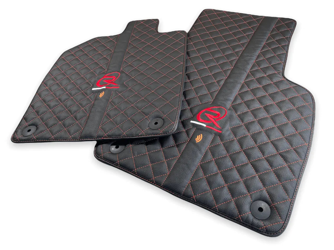 Black Leather Floor Mats for Audi R8 2015-2023 - AutoWin