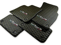 Floor Mats For Lamborghini Urus Leather Yellow Stitching - AutoWin