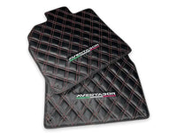 Floor Mats for Lamborghini Aventador Carbon Fiber Leather Red Stitching - AutoWin