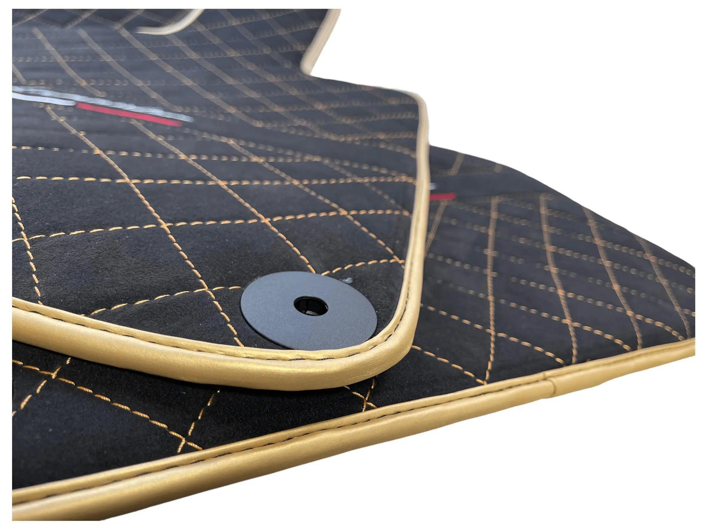 Floor Mats for Lamborghini Huracan Perfomante Alcantara Leather Gold Trim - AutoWin
