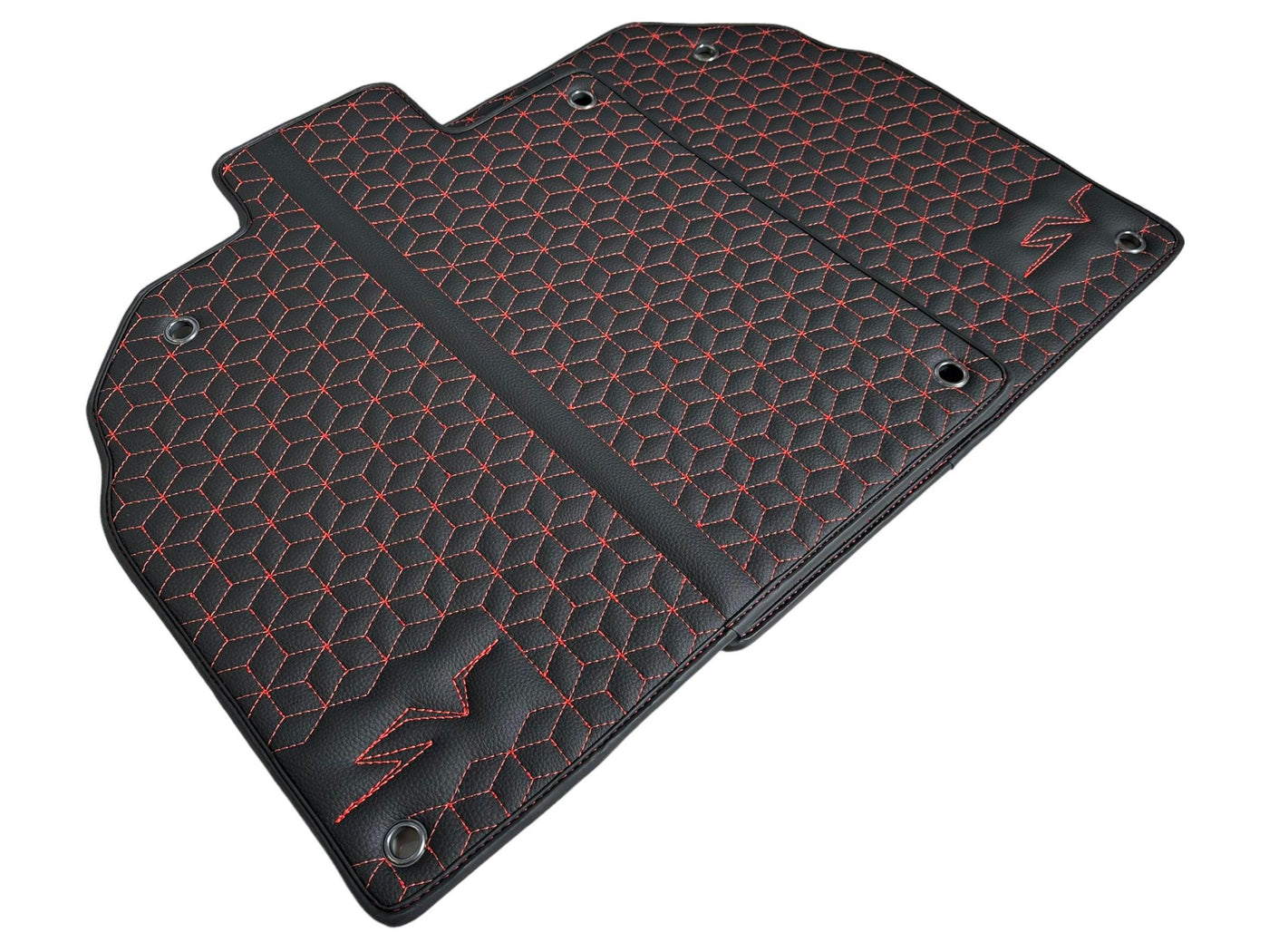 Leather Floor Mats for Lamborghini Aventador SV | Red Stitching - AutoWin