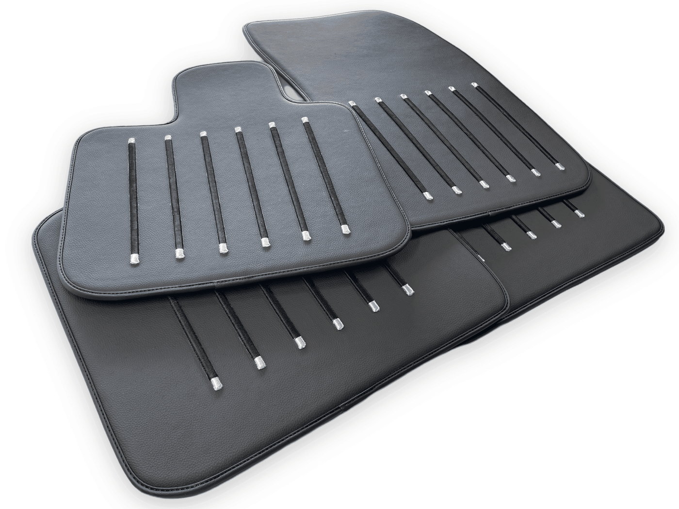 Leather Floor Mats For Rolls Royce Black Badge Phantom VIII (2017-2024) Black - AutoWin