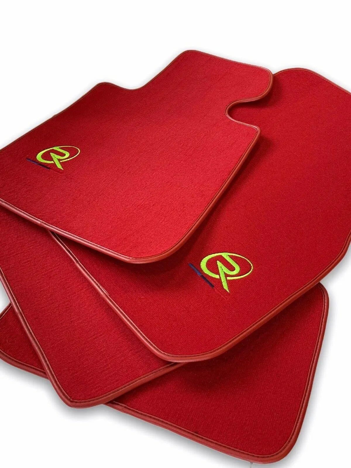 Red Floor Mats For BMW 7 Series G12 ROVBUT Brand Tailored Set Perfect Fit Green SNIP Collection - AutoWin