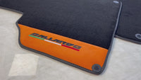 Black Floor Mats for Lamborghini Gallardo With Orange Alcantara Leather