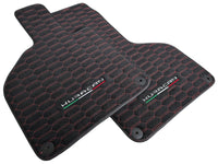 Alcantara Floor Mats for Lamborghini Huracan Red Sewing - AutoWin