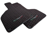 Alcantara Floor Mats for Lamborghini Huracan Red Sewing - AutoWin