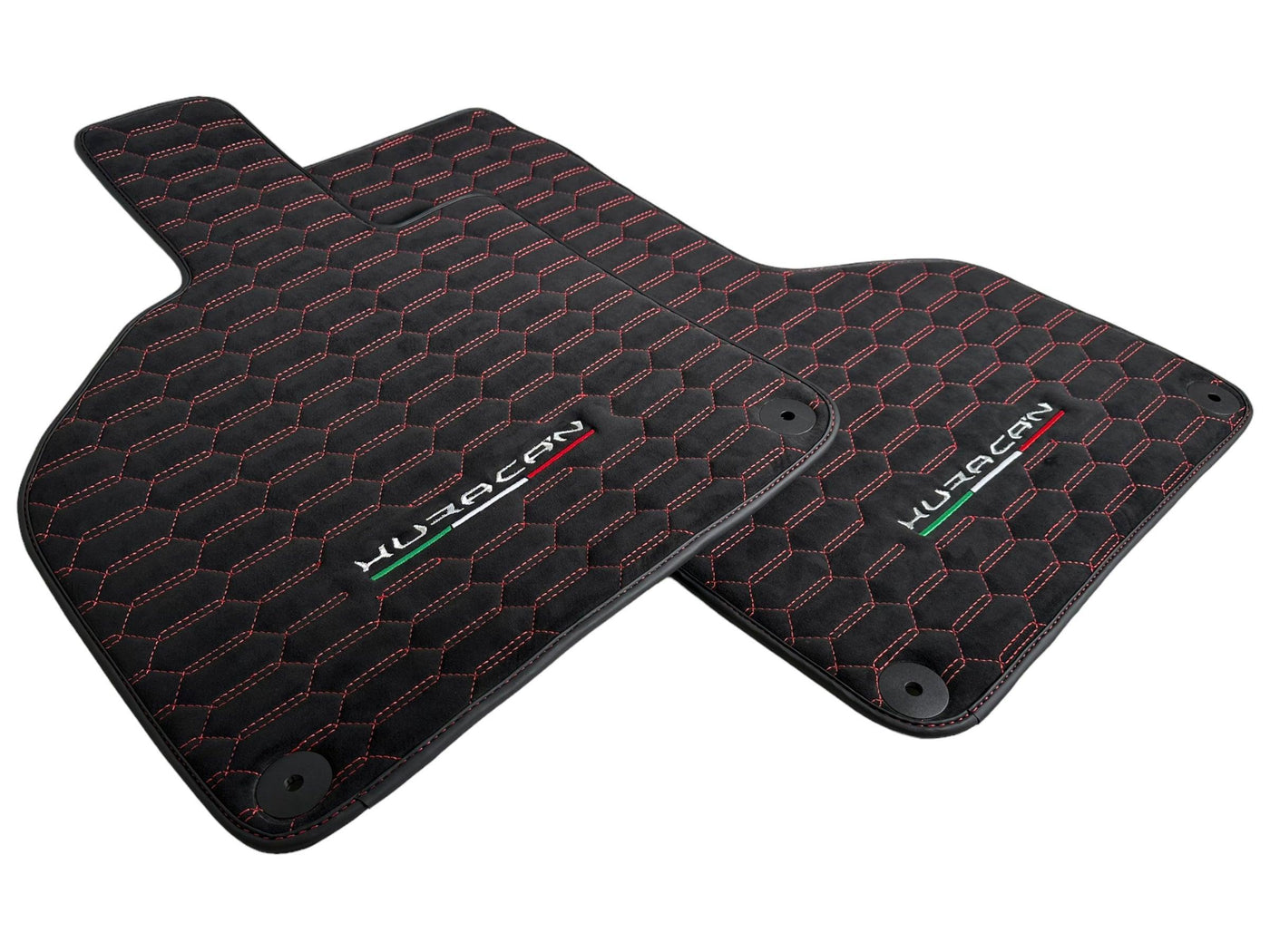 Alcantara Floor Mats for Lamborghini Huracan Red Sewing - AutoWin