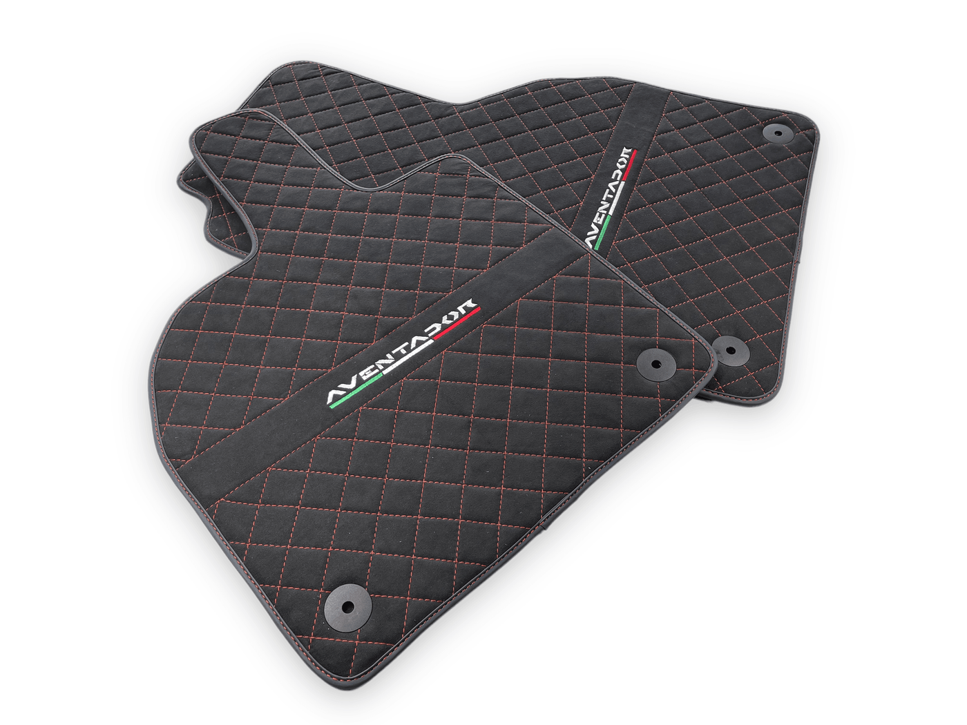 Alcantara Leather Floor Mats For Lamborghini Aventador | Red Stitching - AutoWin