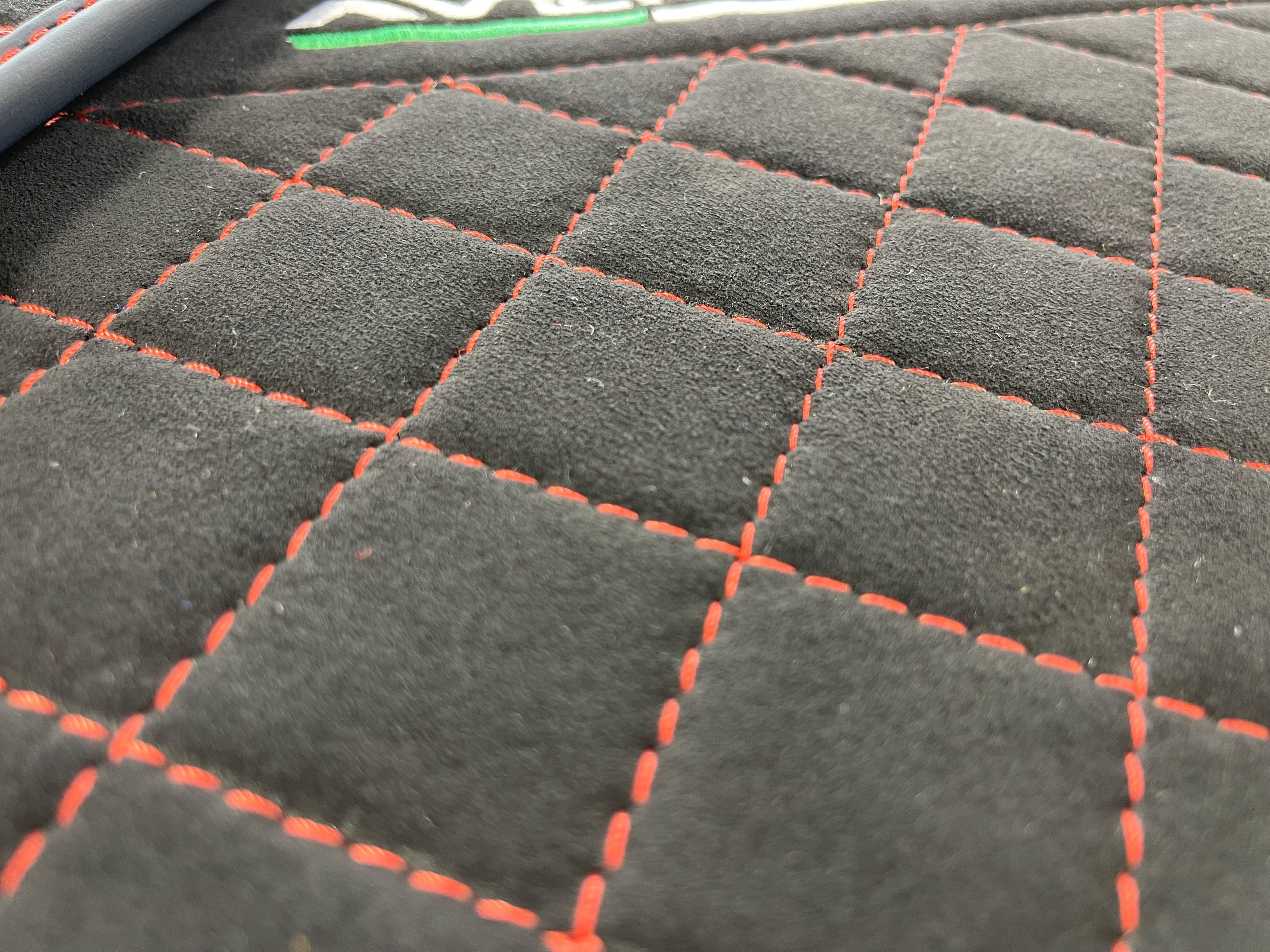 Alcantara Leather Floor Mats For Lamborghini Aventador | Red Stitching - AutoWin