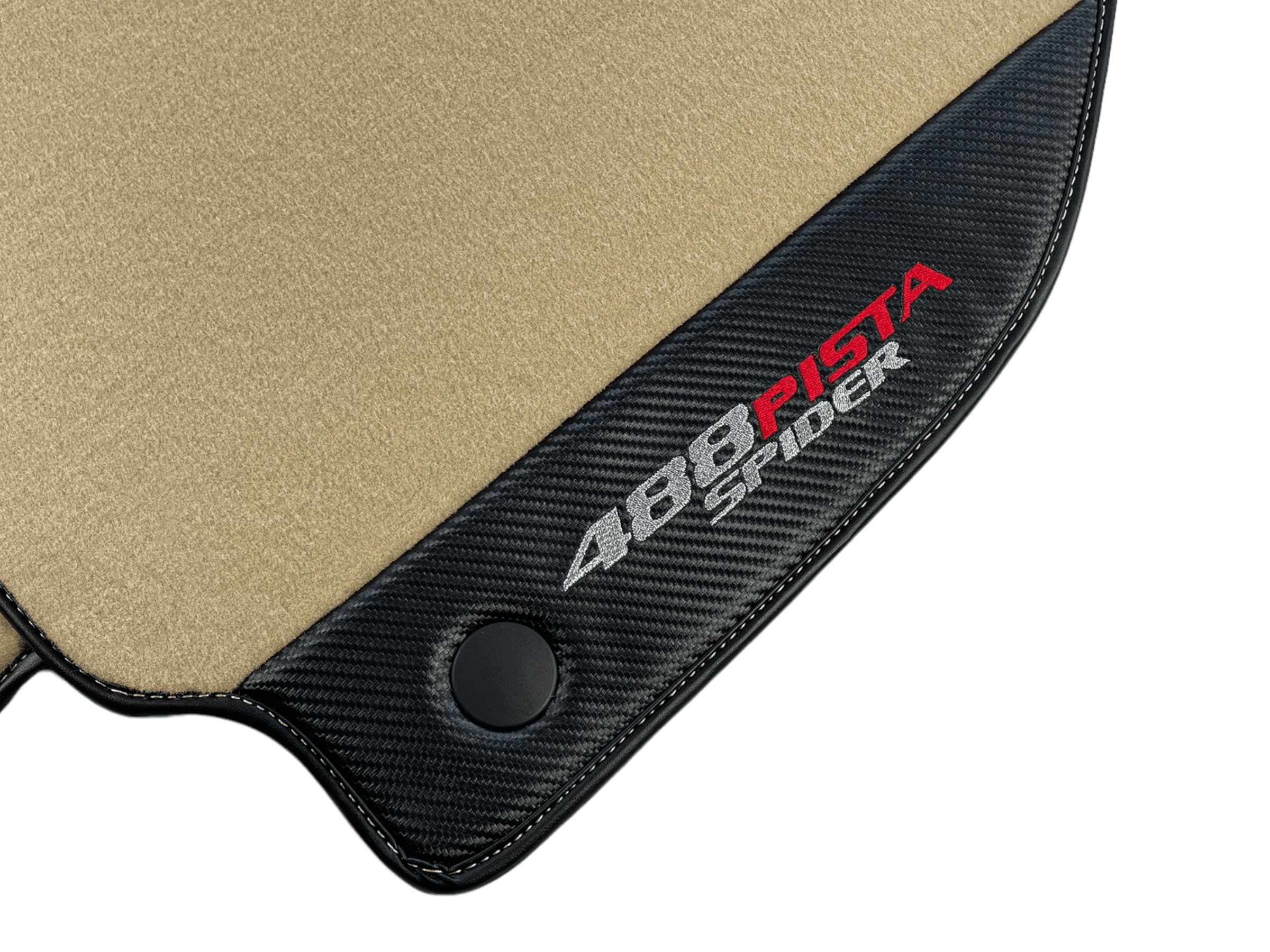 Beige Floor Mats For Ferrari 488 Pista Spider 2019-2021 With Carbon Fiber Leather - AutoWin