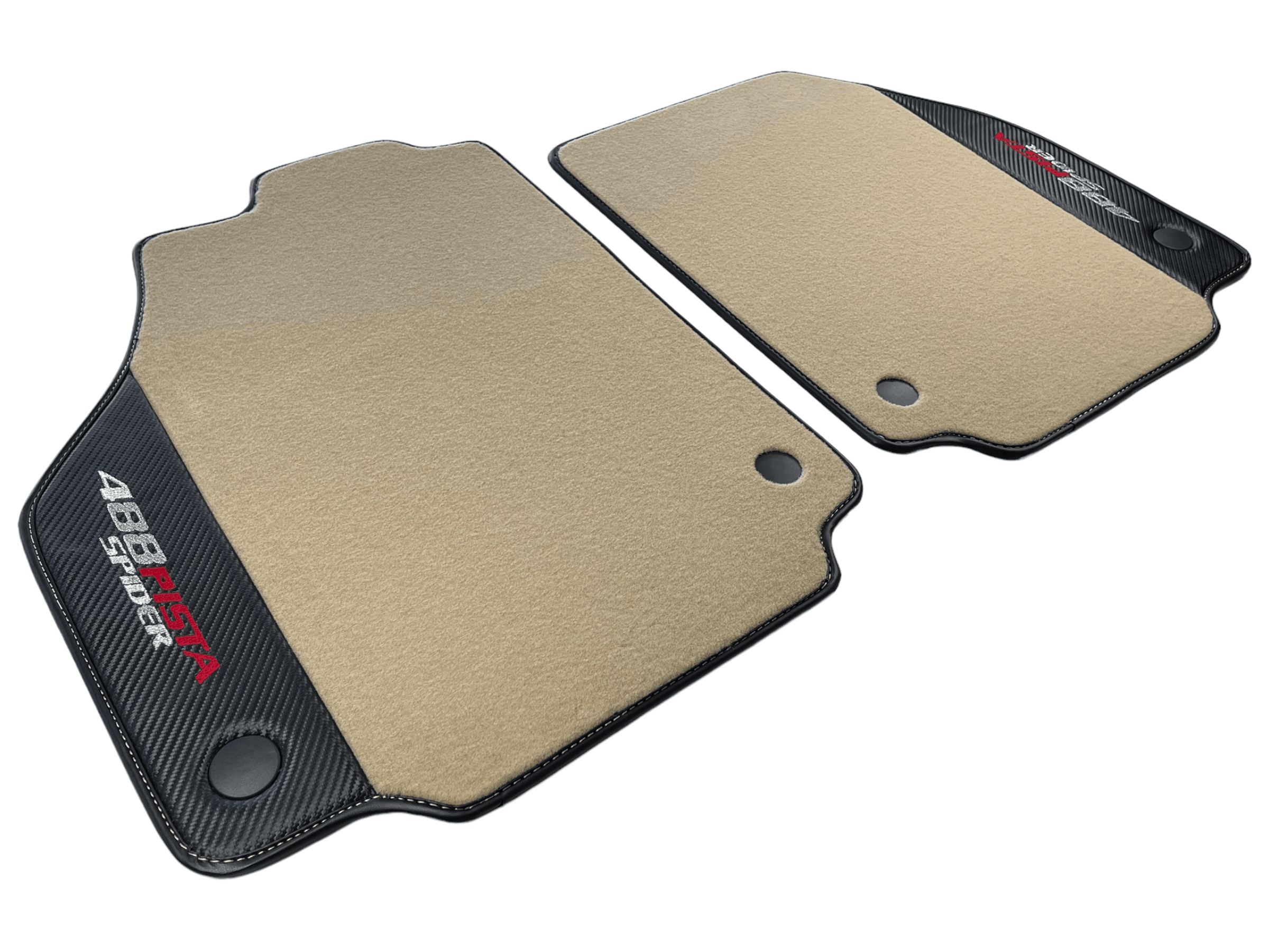 Beige Floor Mats For Ferrari 488 Pista Spider 2019-2021 With Carbon Fiber Leather - AutoWin