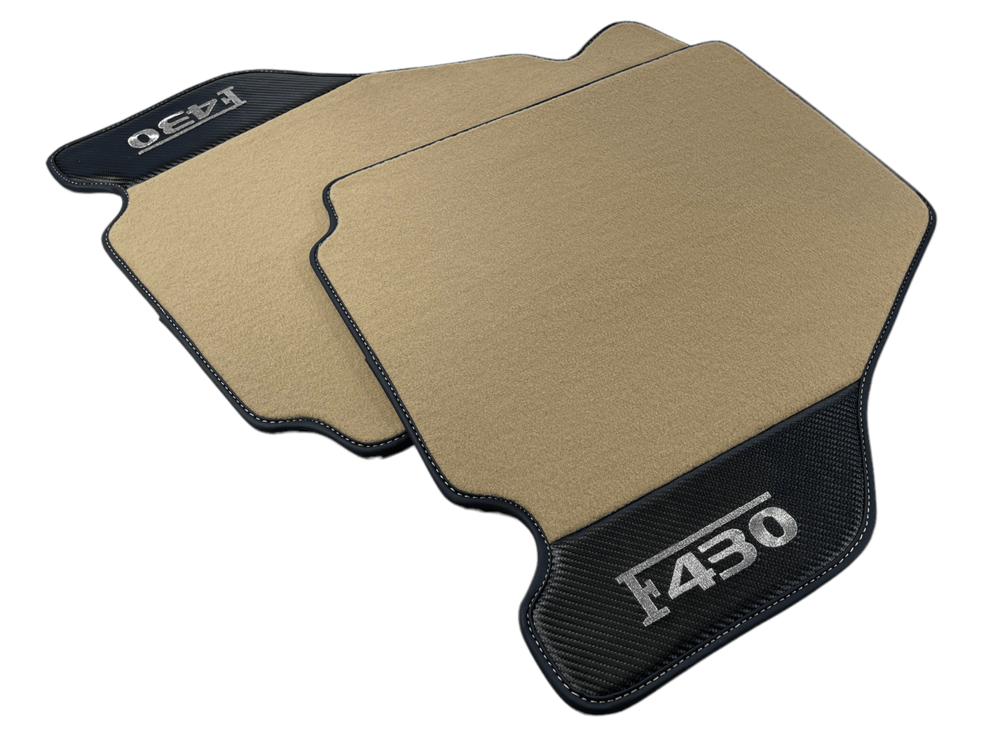 Beige Floor Mats For Ferrari F430 2004-2009 With Carbon Fiber Leather - AutoWin