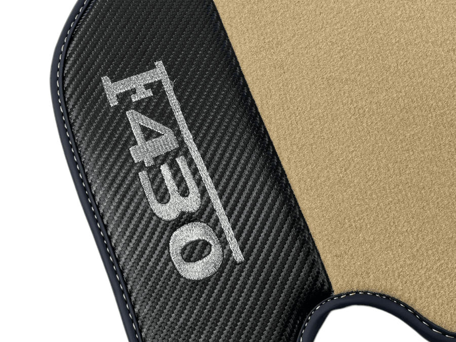 Beige Floor Mats For Ferrari F430 2004-2009 With Carbon Fiber Leather - AutoWin