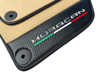 Beige Floor Mats for Lamborghini Huracan With Carbon Fiber Leather - AutoWin