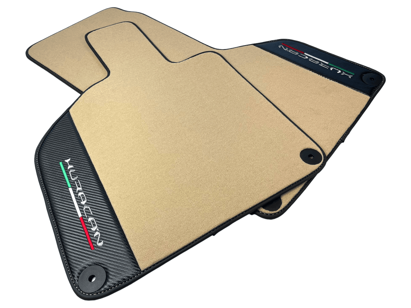 Beige Floor Mats for Lamborghini Huracan With Carbon Fiber Leather - AutoWin