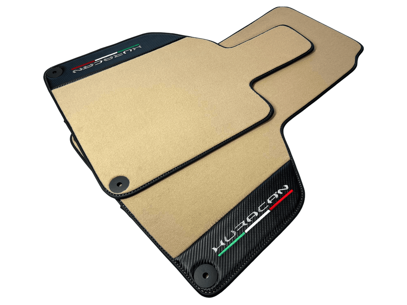 Beige Floor Mats for Lamborghini Huracan With Carbon Fiber Leather - AutoWin