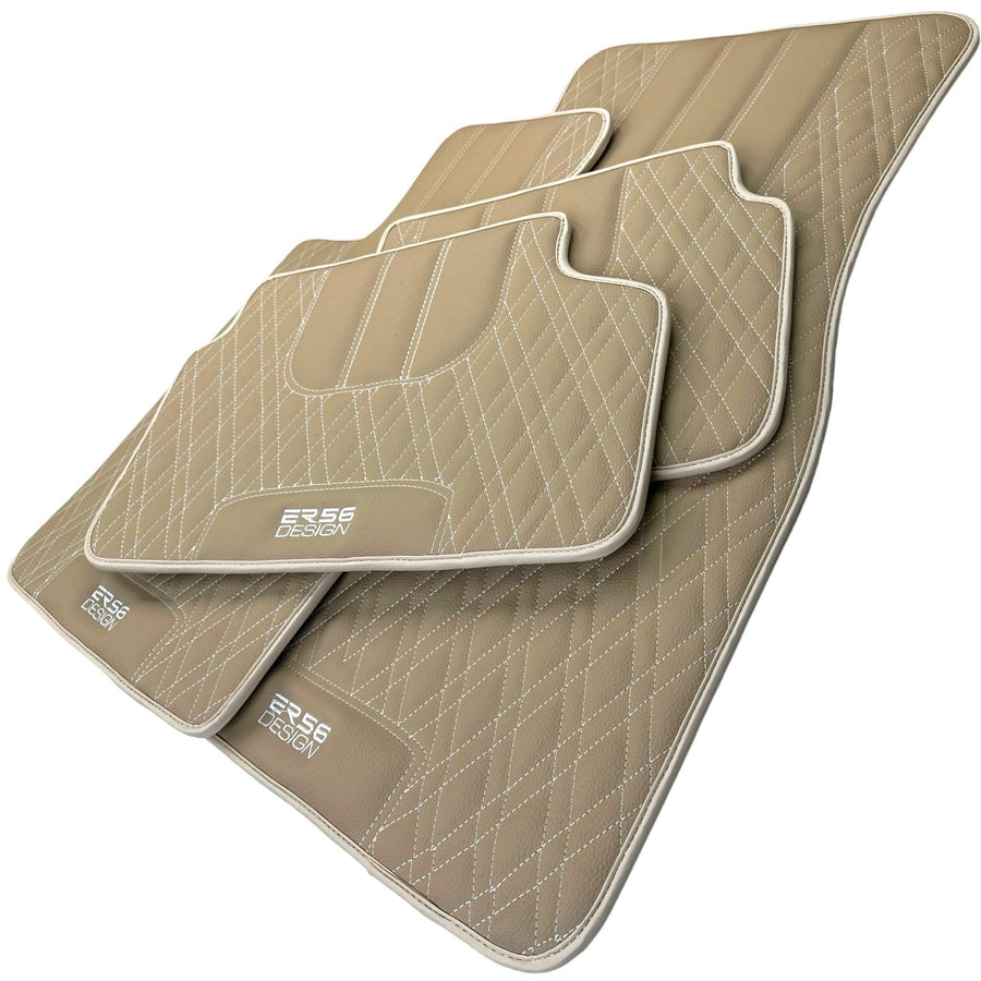Beige Leather Floor Floor Mats For BMW 1 Series F20 - AutoWin