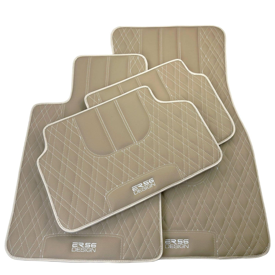 Beige Leather Floor Floor Mats For BMW 5 Series E60 - AutoWin