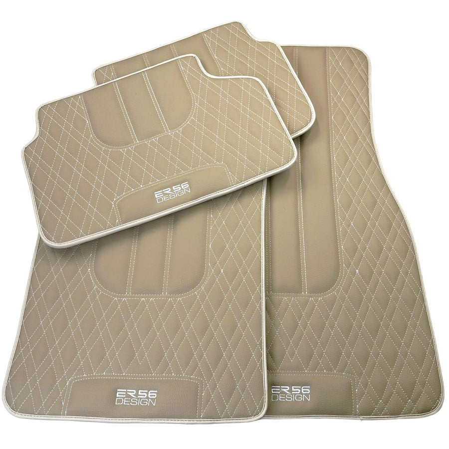 Beige Leather Floor Floor Mats For BMW 5 Series E60 - AutoWin