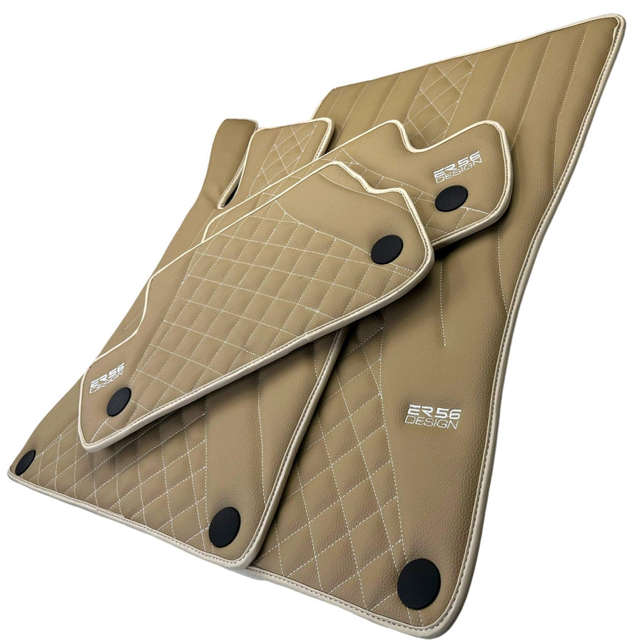 Beige Leather Floor Mats For Mercedes Benz GLC-Class C253 Coupe (2019-2023) | ER56 Design - AutoWin