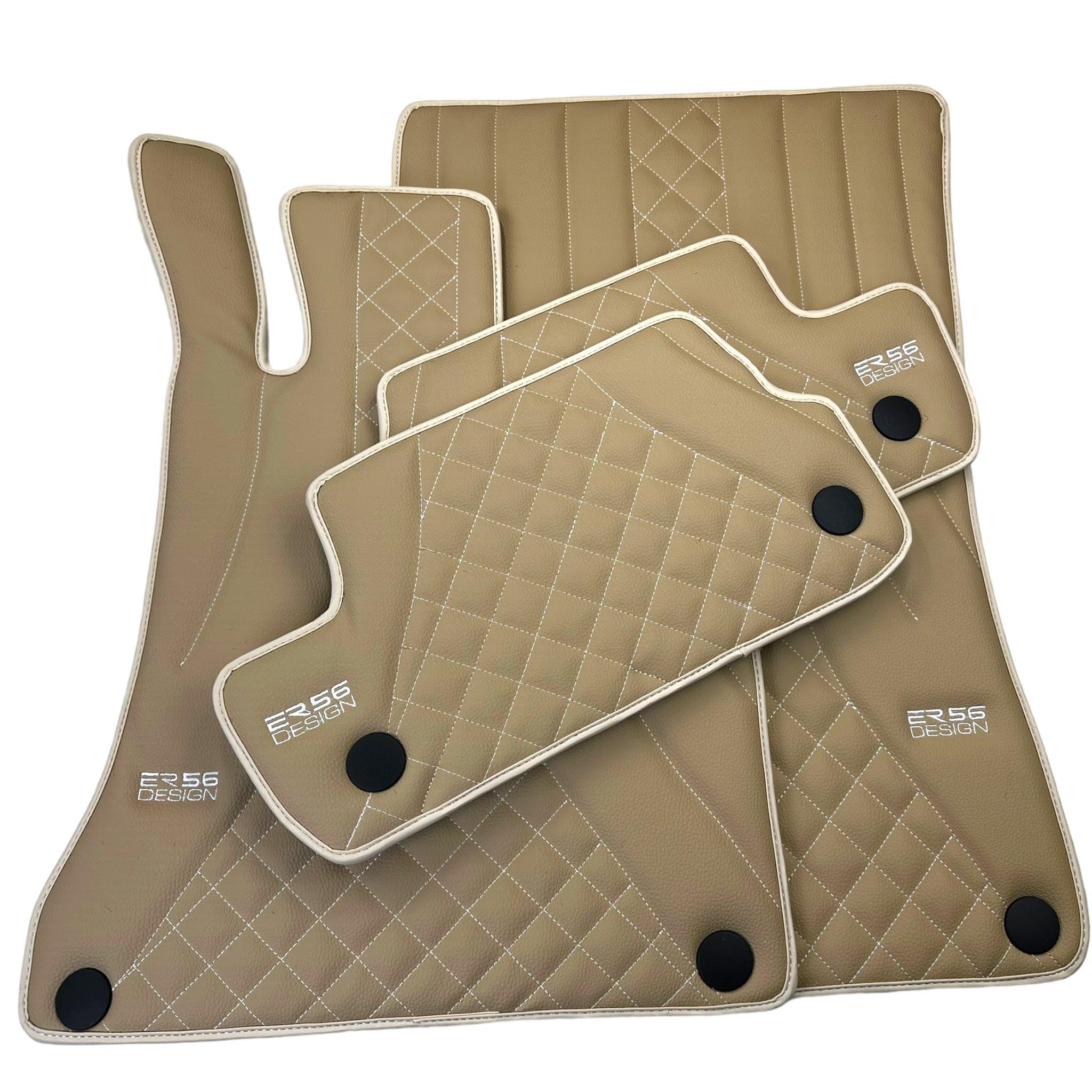 Beige Leather Floor Mats For Mercedes Benz GLC-Class C253 Coupe (2020-2023) Hybrid | ER56 Design - AutoWin