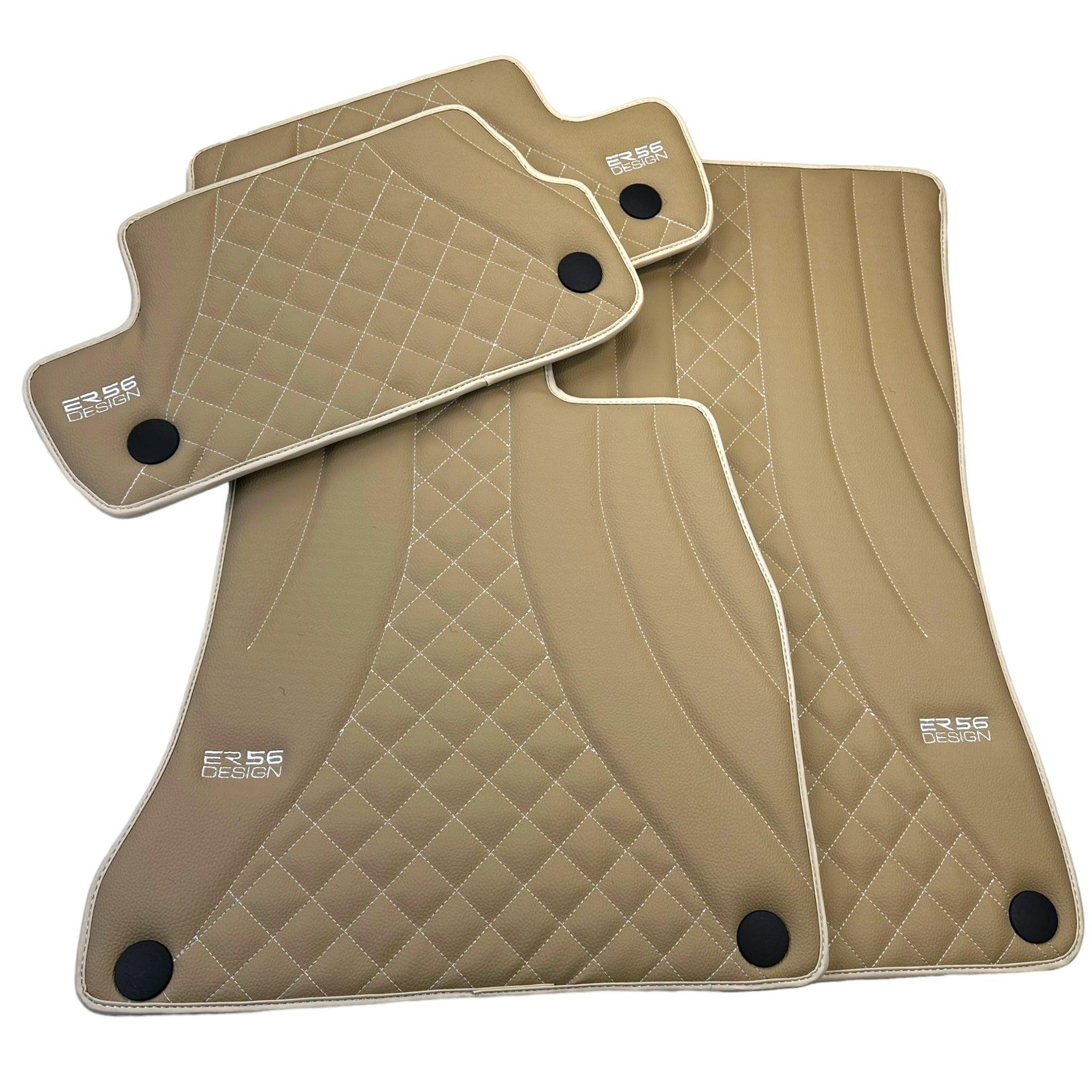 Beige Leather Floor Mats For Mercedes Benz GLC-Class C253 Coupe (2020-2023) Hybrid | ER56 Design - AutoWin