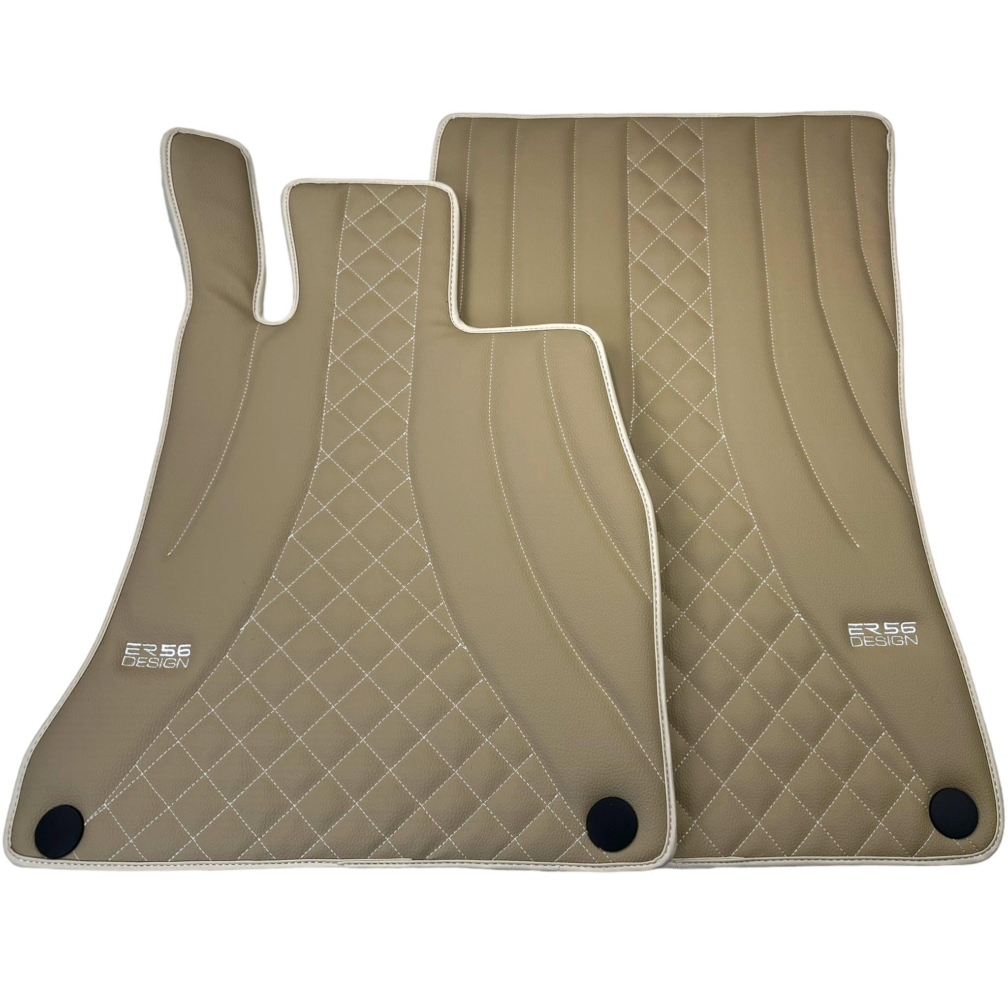 Beige Leather Floor Mats For Mercedes Benz GLC-Class C253 Coupe (2020-2023) Hybrid | ER56 Design - AutoWin