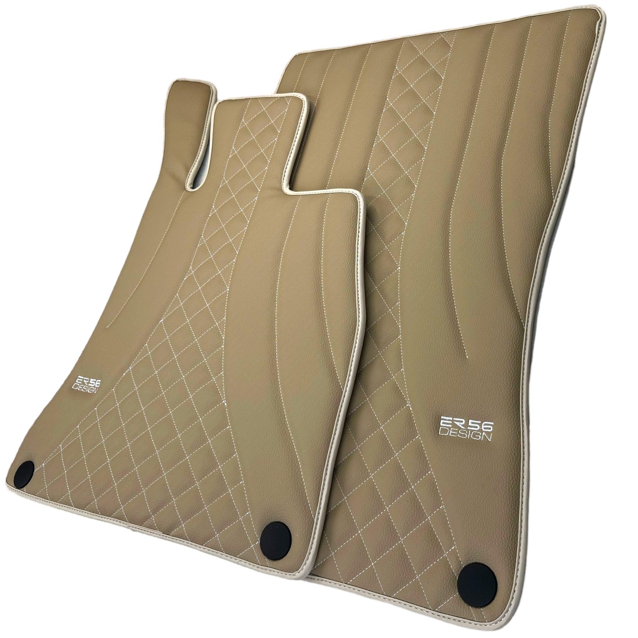 Beige Leather Floor Mats For Mercedes Benz GLC-Class C253 Coupe (2020-2023) Hybrid | ER56 Design - AutoWin