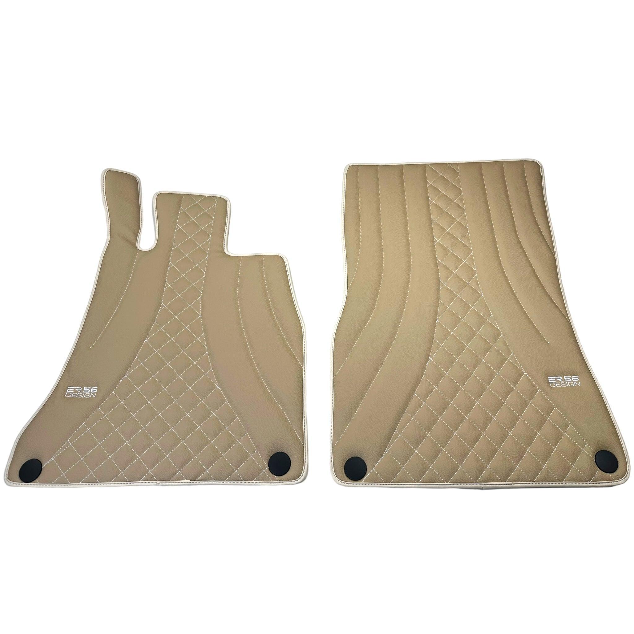 Beige Leather Floor Mats For Mercedes Benz GLC-Class C253 Coupe (2020-2023) Hybrid | ER56 Design - AutoWin