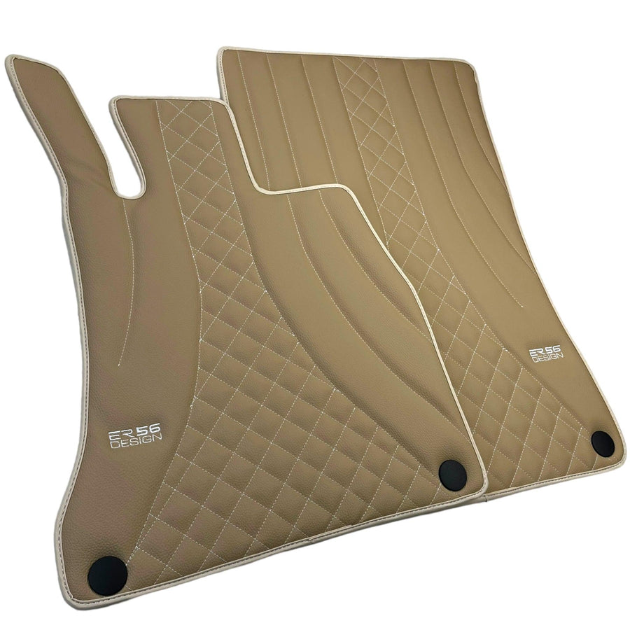 Beige Leather Floor Mats For Mercedes Benz S-Class W220 (1998-2005) Short Wheelbase | ER56 Design - AutoWin