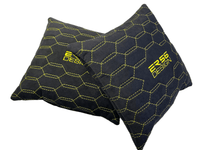Black Alcantara Leather Pillows ER56 Design Set of 2 Yellow Sewing - AutoWin