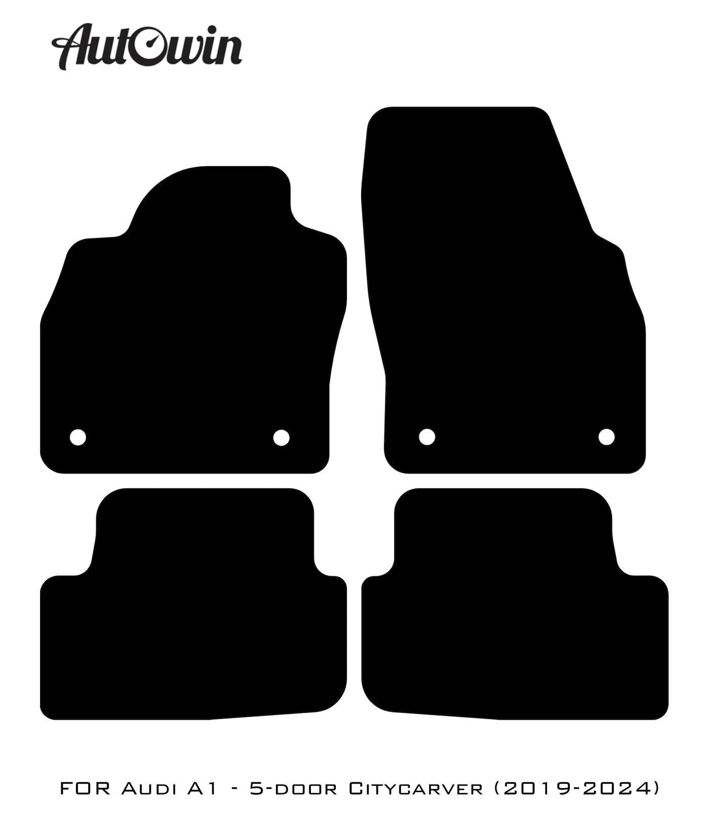 Black Floor Mats for Audi A1 - 5-door Citycarver (2019-2024) | Fighter Jet Edition - AutoWin