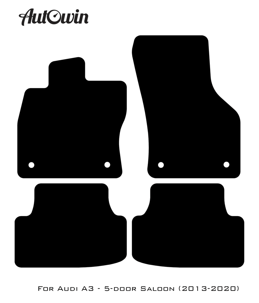Black Floor Mats for Audi A3 - 5-door Sedan (2013-2020) | Fighter Jet Edition - AutoWin