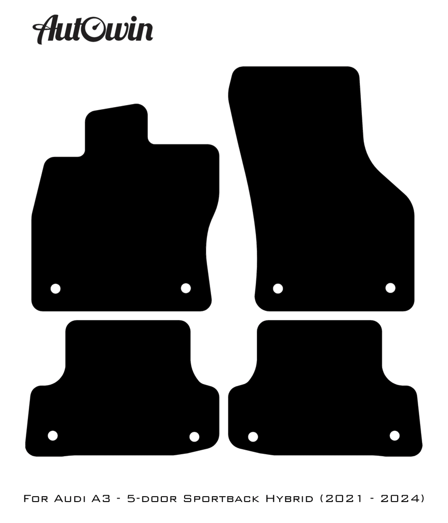 Black Floor Mats for Audi A3 - 5-door Sportback Hybrid (2021 - 2024) | Fighter Jet Edition - AutoWin