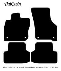 Black Floor Mats for Audi A3 - 5-door Sportback (MHEV) Mild Hybrid Electric Vehicle (2021 - 2024) | No Steps - AutoWin