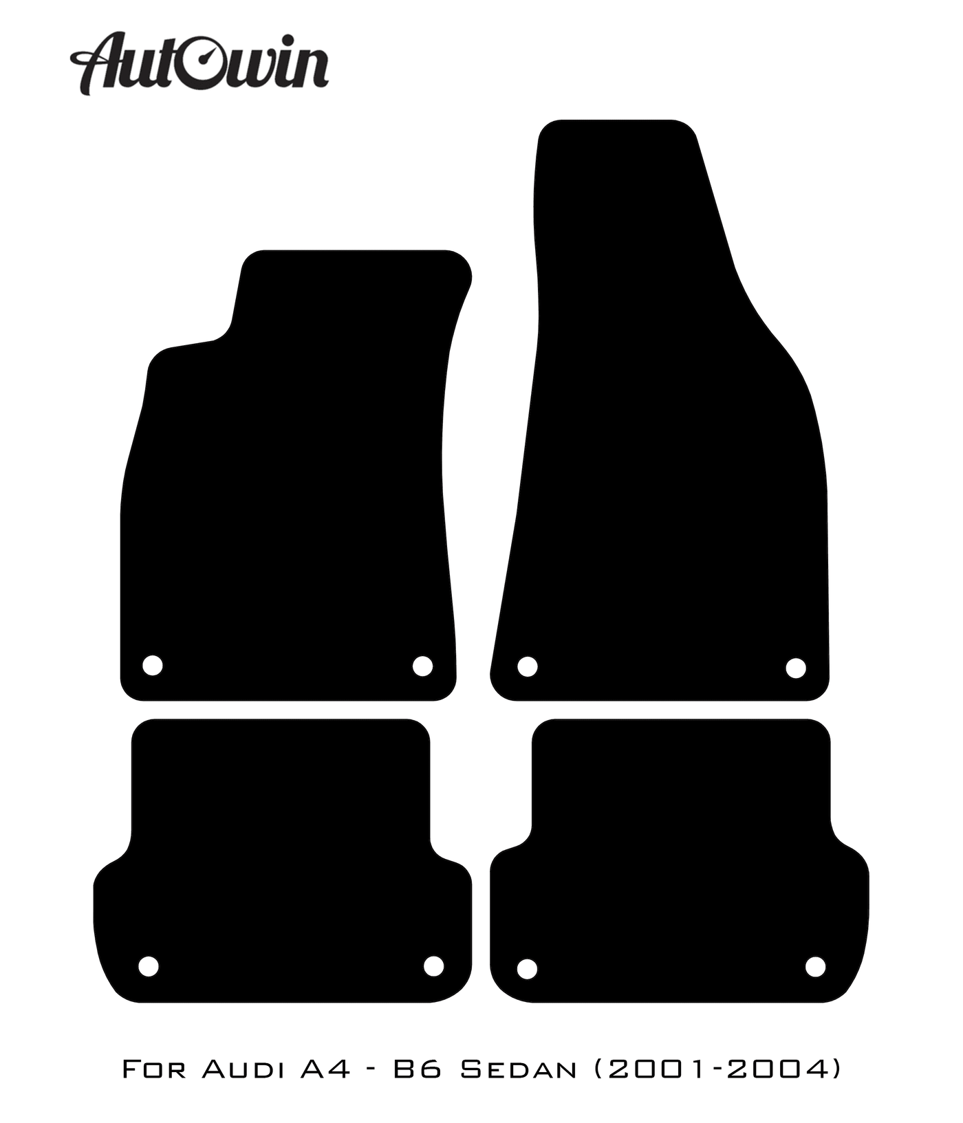 Black Floor Mats for Audi A4 - B6 Sedan (2001-2004) With Orange Alcantara | ER56 Design - AutoWin