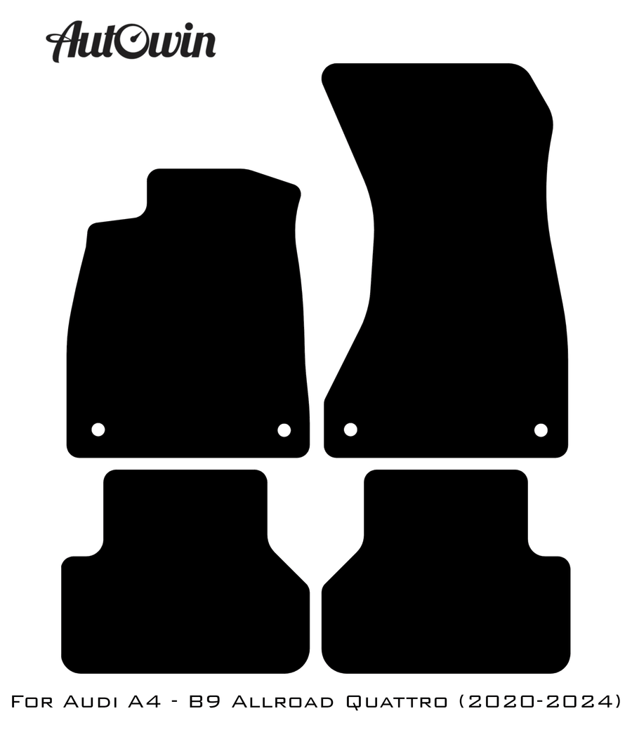 Black Floor Mats for Audi A4 - B9 Allroad Quattro (2020-2024) With Orange Alcantara | ER56 Design - AutoWin
