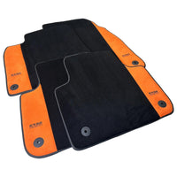 Black Floor Mats for Audi A5 - F53 Coupe (2016-2020) With Orange Alcantara | ER56 Design - AutoWin