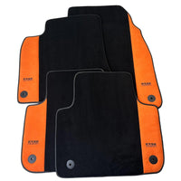 Black Floor Mats for Audi A6 - C5 Avant Facelift (2002-2004) With Orange Alcantara | ER56 Design - AutoWin