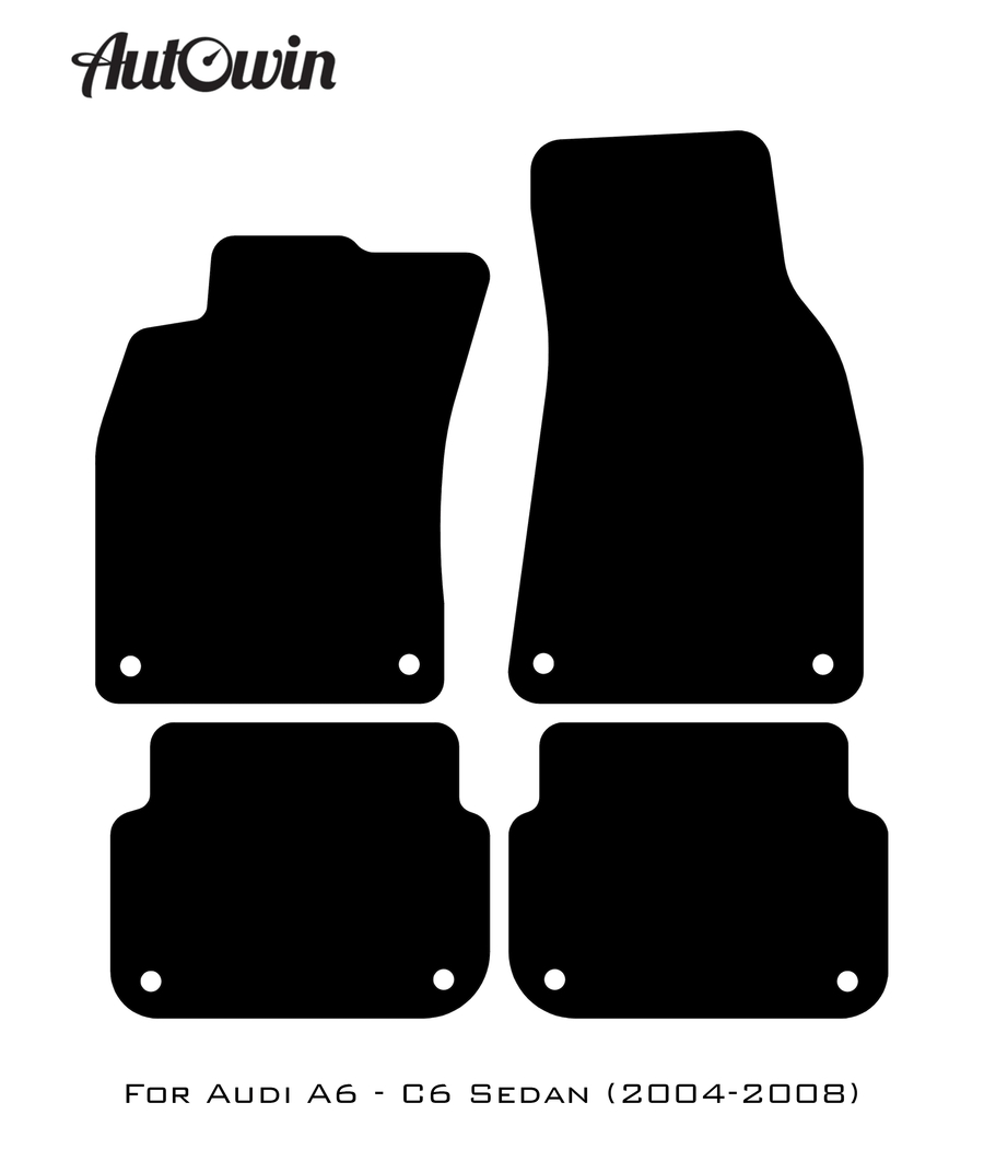 Black Floor Mats for Audi A6 - C6 Sedan (2004-2008) | Fighter Jet Edition - AutoWin