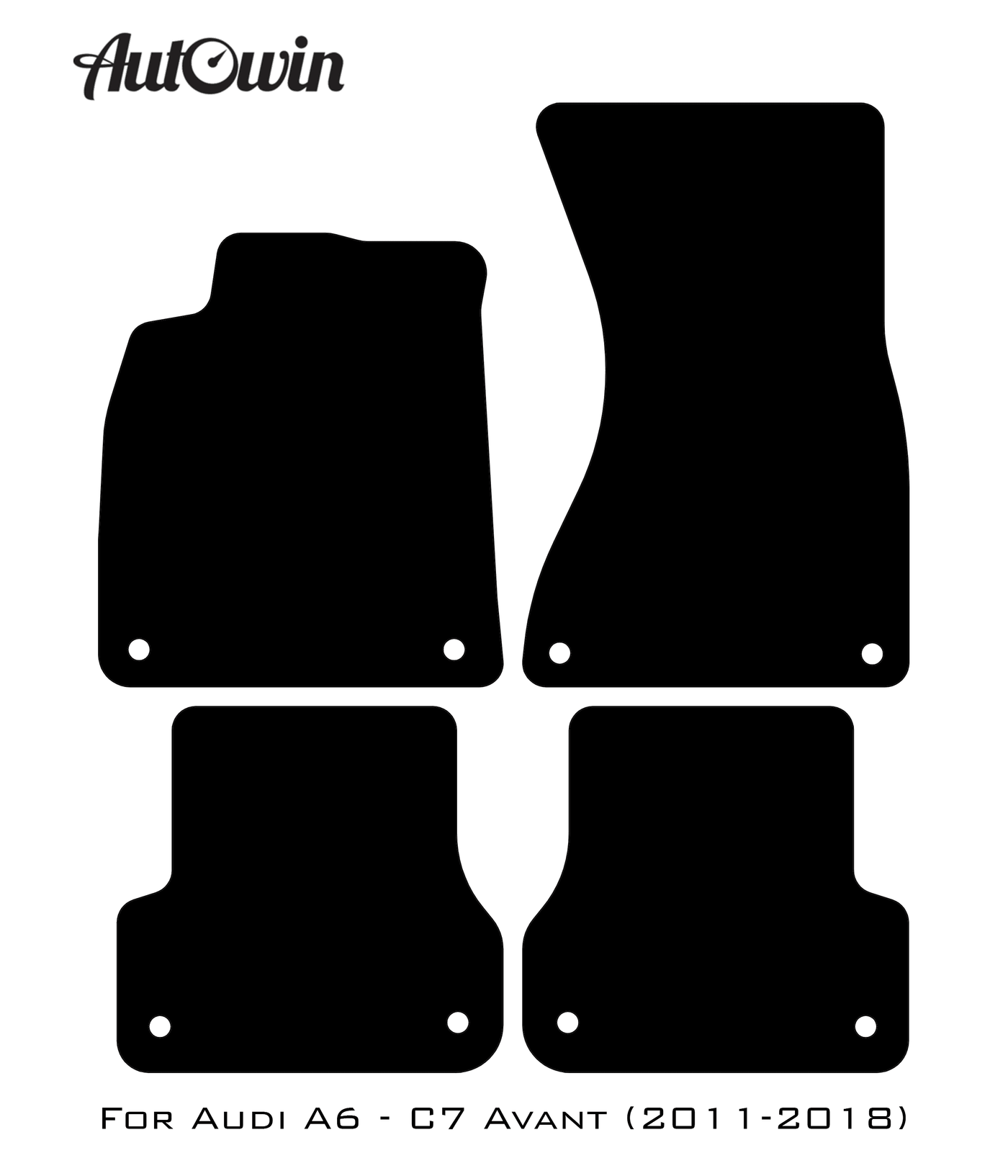 Black Floor Mats for Audi A6 - C7 Avant (2011-2018) With Orange Alcantara | ER56 Design - AutoWin