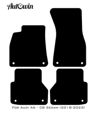 Black Floor Mats for Audi A6 - C8 Sedan (2018-2023) With Orange Alcantara | ER56 Design - AutoWin