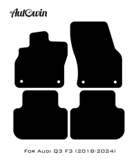Black Floor Mats for Audi Q3 F3 (2018-2024) With Orange Alcantara | ER56 Design - AutoWin