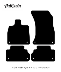Black Floor Mats for Audi Q5 FY (2017-2023) With Orange Alcantara | ER56 Design - AutoWin