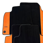 Black Floor Mats for Audi Q8 e-tron Sportback (2023-2025) With Orange Alcantara | ER56 Design - AutoWin