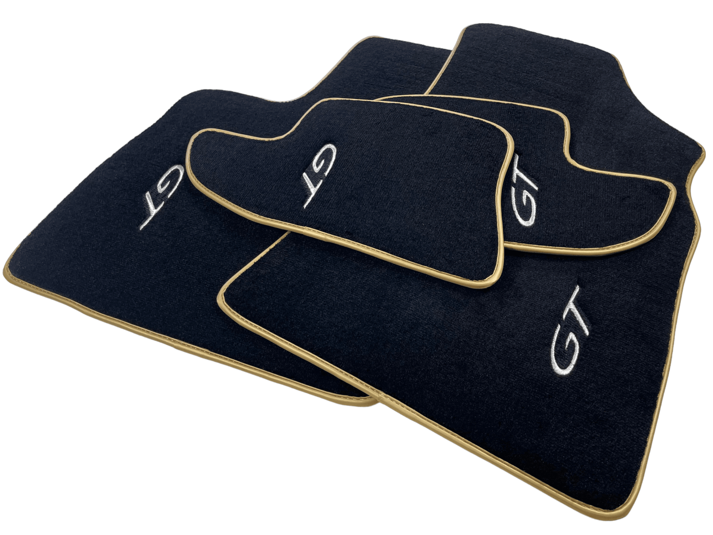 Black Floor Mats For Bentley Continental GT 2003–2011 With Gold Color Trim - AutoWin