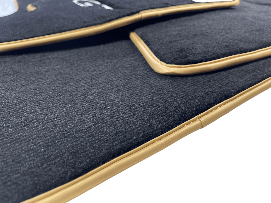Black Floor Mats For Bentley Continental GT 2003–2011 With Gold Color Trim - AutoWin