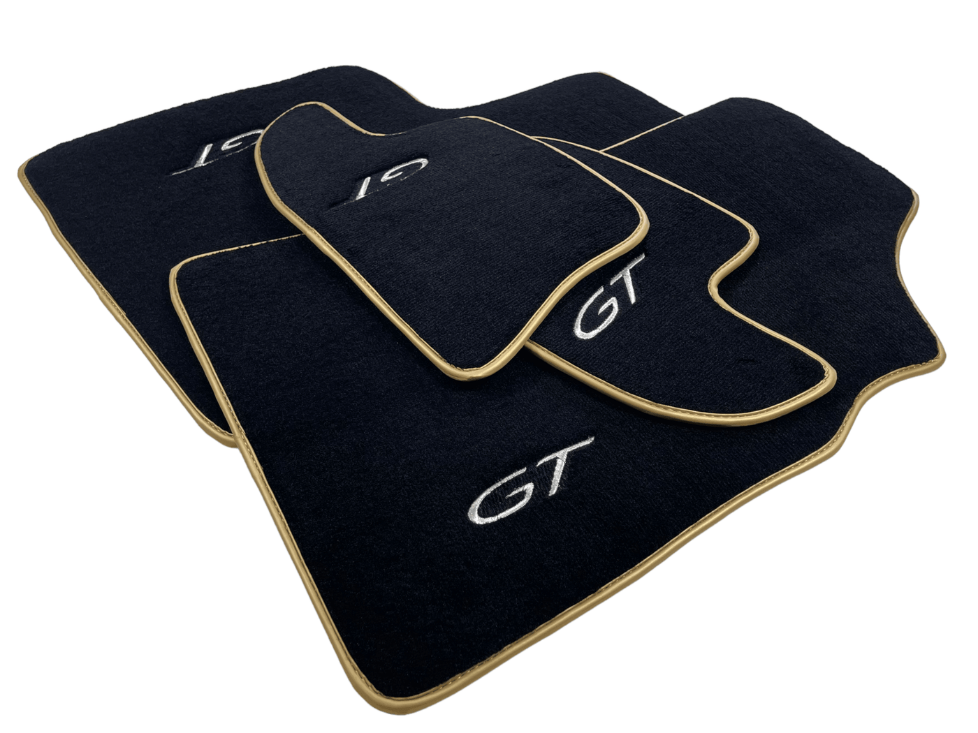 Black Floor Mats For Bentley Continental GT 2003–2011 With Gold Color Trim - AutoWin